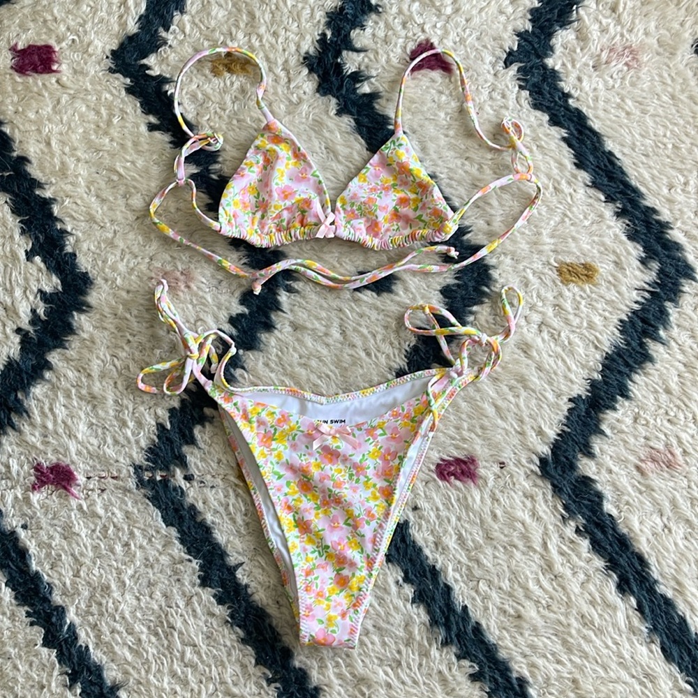 PacSun Eco Pink Floral Lola Bow Tie Side Bikini